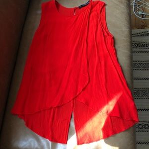 Zara Woman bright orange red draped top